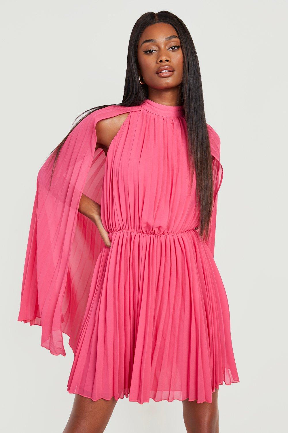 Boohoo pink hot sale skater dress